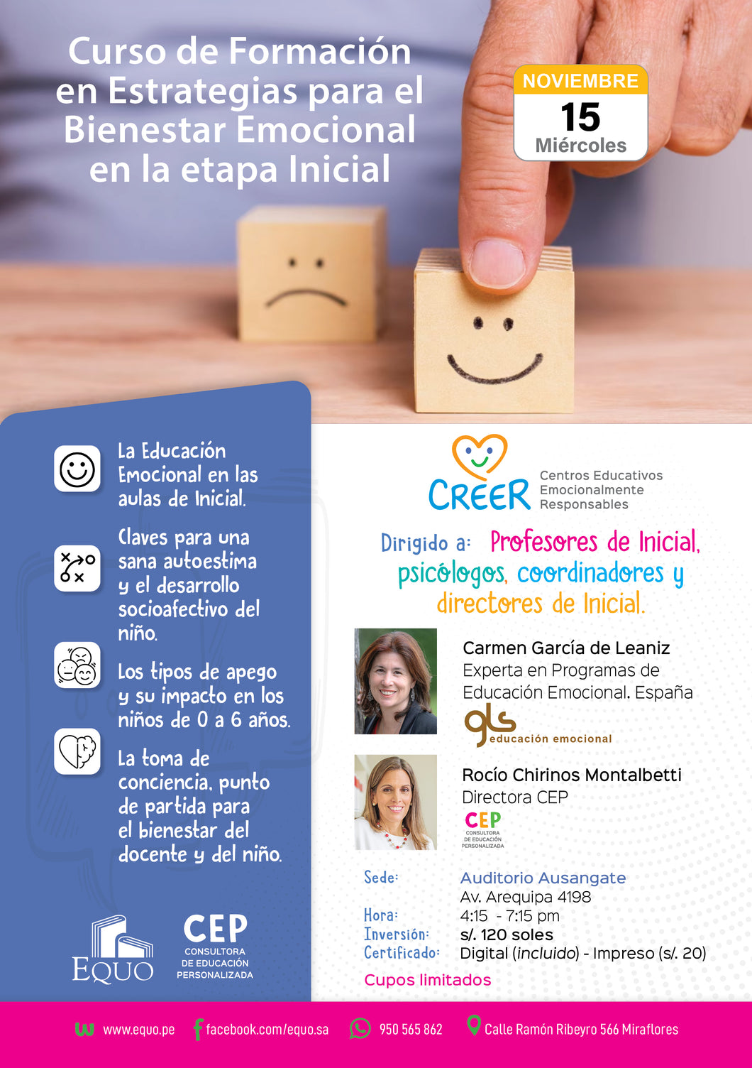 15 noviembre. Curso de Formación en Estrategias para el  Bienestar Emocional en la etapa Inicial